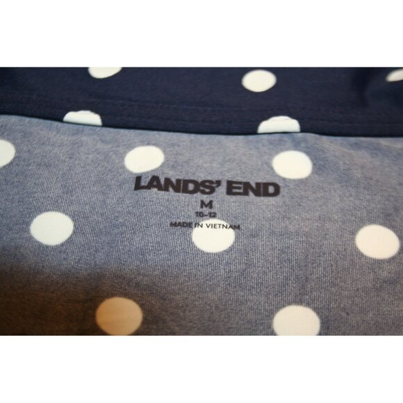 Lands' End Navy Polka Dot Long Sleeve Swim Dress Cover-Up Medium Modest Swimwear - Picture 4 of 9